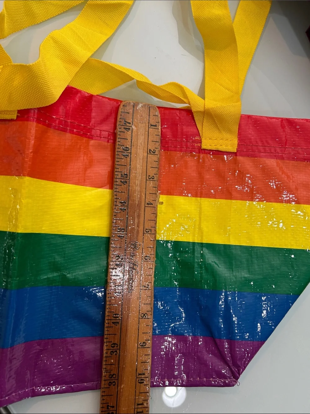 Set of 6 Rainbow Stripe  Tote Bag with Yellow Handles IKEA rainbow pride